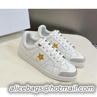 Top Design Dior CD Star Calfskin Sneakers White/Gold 325138