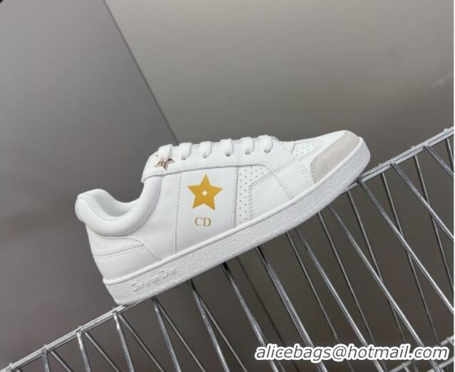 Top Design Dior CD Star Calfskin Sneakers White/Gold 325138