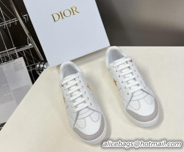 Top Design Dior CD Star Calfskin Sneakers White/Gold 325138