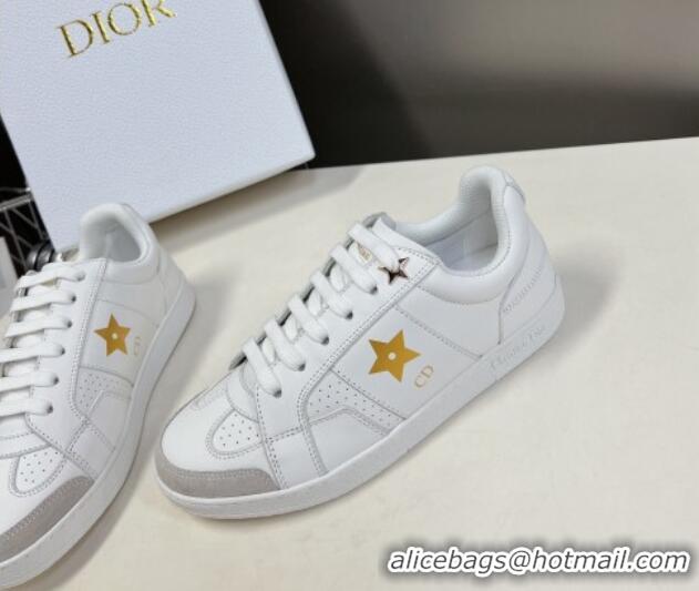 Top Design Dior CD Star Calfskin Sneakers White/Gold 325138