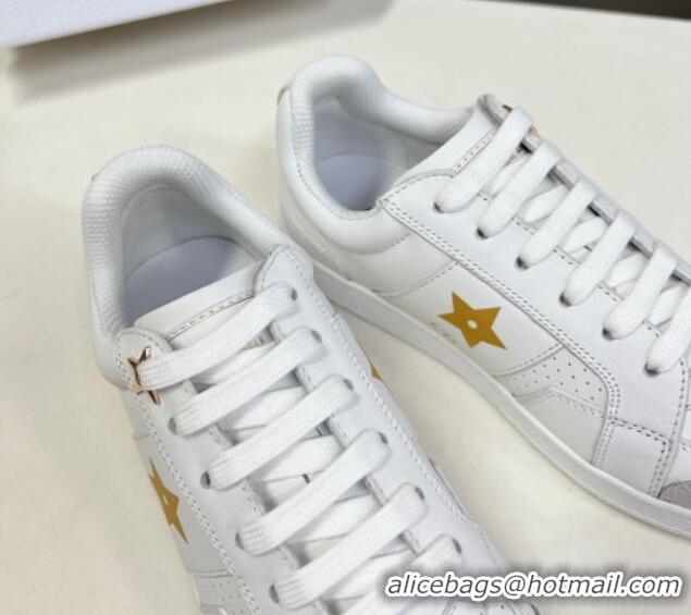 Top Design Dior CD Star Calfskin Sneakers White/Gold 325138