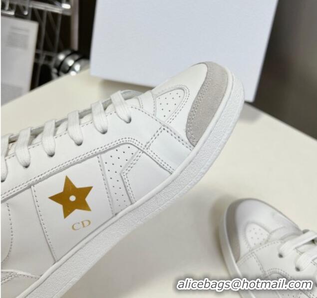 Top Design Dior CD Star Calfskin Sneakers White/Gold 325138