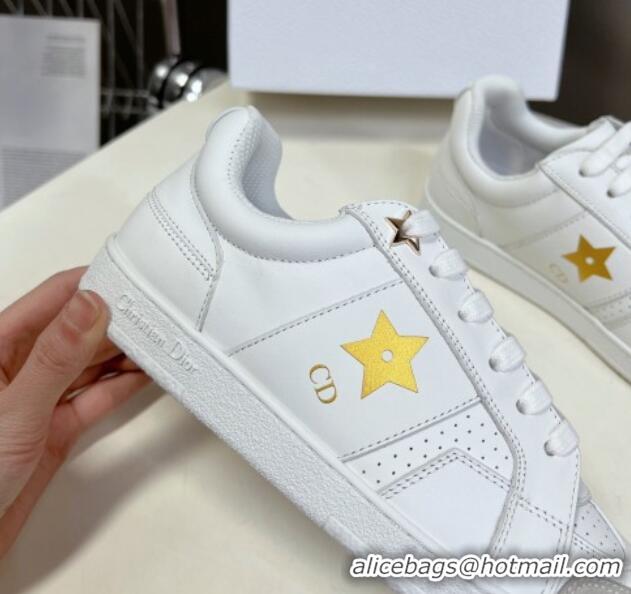 Top Design Dior CD Star Calfskin Sneakers White/Gold 325138