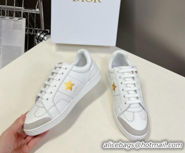 Top Design Dior CD Star Calfskin Sneakers White/Gold 325138