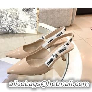 Discount Dior J'Adior Slingback 6.5cm Pumps/Ballet Flat in Nude Patent Calfskin 325147