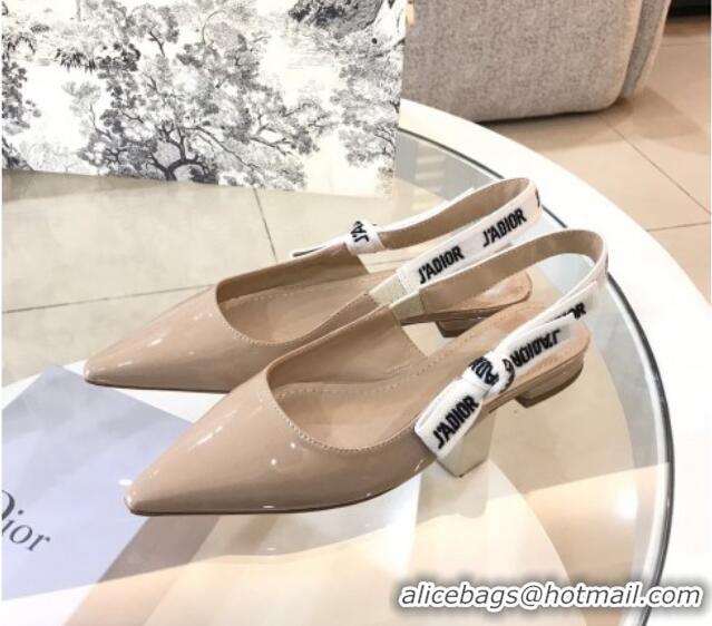 Discount Dior J'Adior Slingback 6.5cm Pumps/Ballet Flat in Nude Patent Calfskin 325147