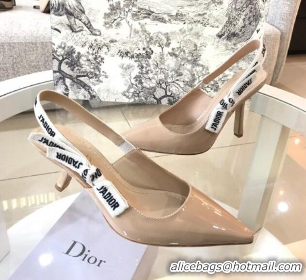 Discount Dior J'Adior Slingback 6.5cm Pumps/Ballet Flat in Nude Patent Calfskin 325147