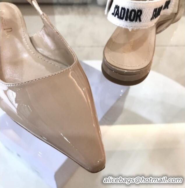 Discount Dior J'Adior Slingback 6.5cm Pumps/Ballet Flat in Nude Patent Calfskin 325147