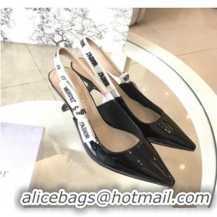 Grade Dior J'Adior Slingback 6.5cm Pumps/Ballet Flat in Nude Patent Calfskin Black 325148