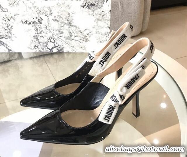 Grade Dior J'Adior Slingback 6.5cm Pumps/Ballet Flat in Nude Patent Calfskin Black 325148