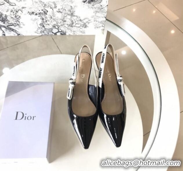 Grade Dior J'Adior Slingback 6.5cm Pumps/Ballet Flat in Nude Patent Calfskin Black 325148