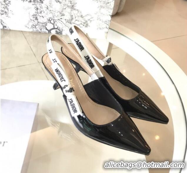 Grade Dior J'Adior Slingback 6.5cm Pumps/Ballet Flat in Nude Patent Calfskin Black 325148