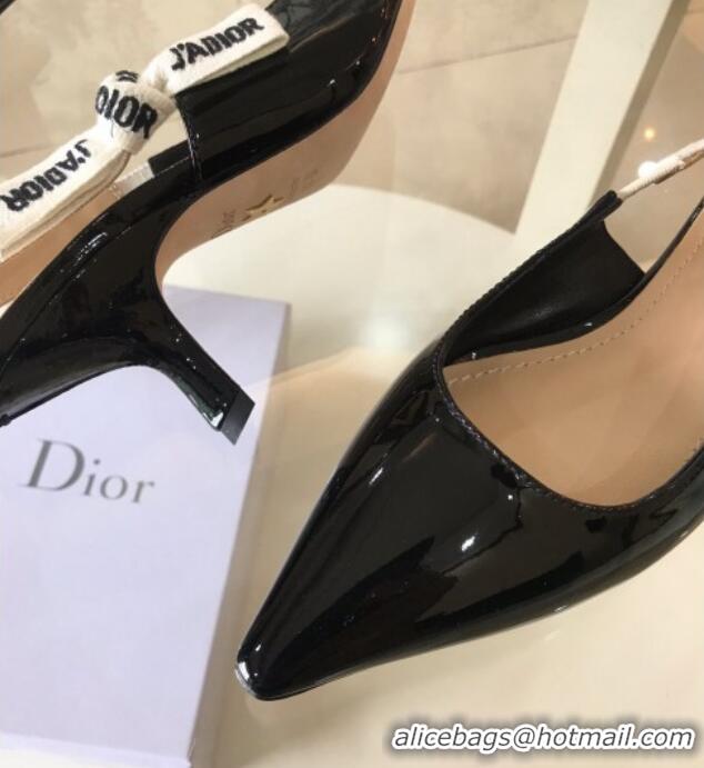 Grade Dior J'Adior Slingback 6.5cm Pumps/Ballet Flat in Nude Patent Calfskin Black 325148