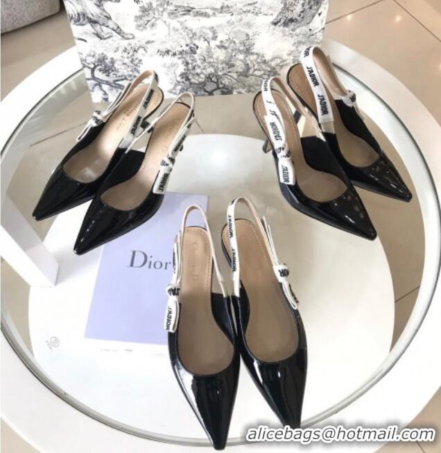 Grade Dior J'Adior Slingback 6.5cm Pumps/Ballet Flat in Nude Patent Calfskin Black 325148