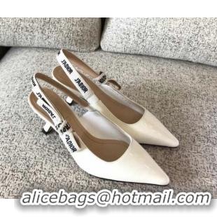 Lowest Price Dior J'Adior Slingback 6.5cm Pumps/Ballet Flat in Nude Patent Calfskin White 325149