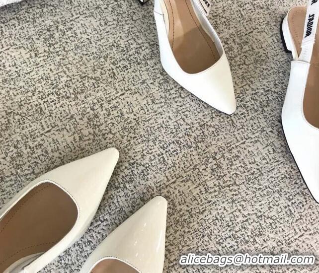 Lowest Price Dior J'Adior Slingback 6.5cm Pumps/Ballet Flat in Nude Patent Calfskin White 325149