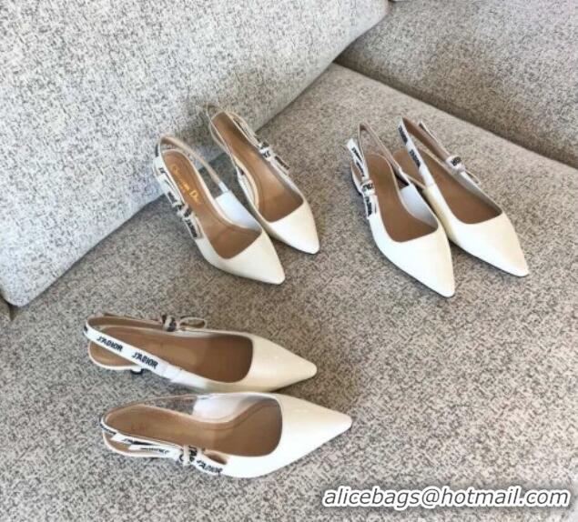 Lowest Price Dior J'Adior Slingback 6.5cm Pumps/Ballet Flat in Nude Patent Calfskin White 325149