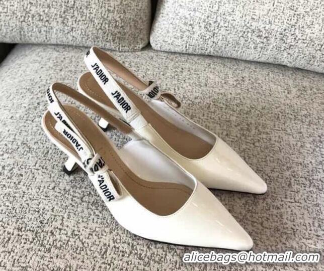 Lowest Price Dior J'Adior Slingback 6.5cm Pumps/Ballet Flat in Nude Patent Calfskin White 325149