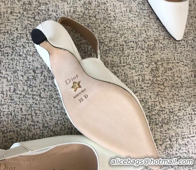 Lowest Price Dior J'Adior Slingback 6.5cm Pumps/Ballet Flat in Nude Patent Calfskin White 325149