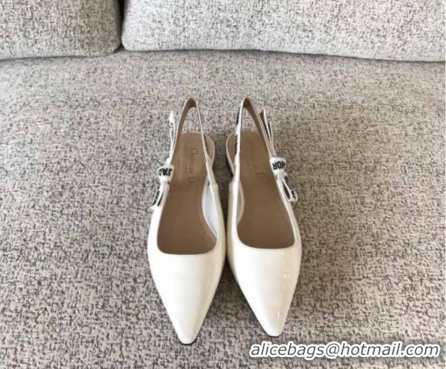 Lowest Price Dior J'Adior Slingback 6.5cm Pumps/Ballet Flat in Nude Patent Calfskin White 325149