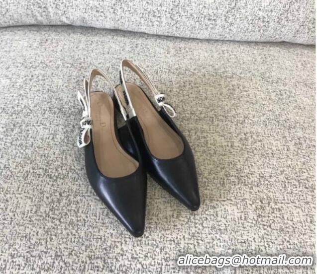 Sumptuous Dior J'Adior Slingback 6.5cm Pumps/Ballet Flat in Black Calfskin Leather 325150