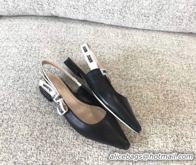 Sumptuous Dior J'Adior Slingback 6.5cm Pumps/Ballet Flat in Black Calfskin Leather 325150