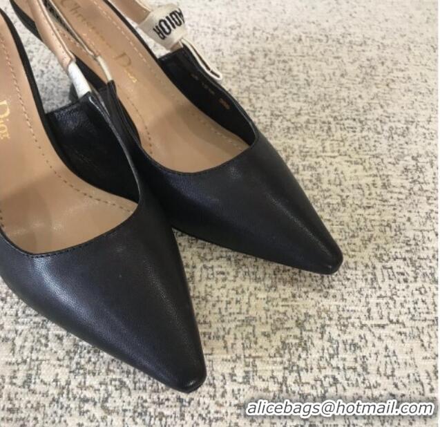 Sumptuous Dior J'Adior Slingback 6.5cm Pumps/Ballet Flat in Black Calfskin Leather 325150