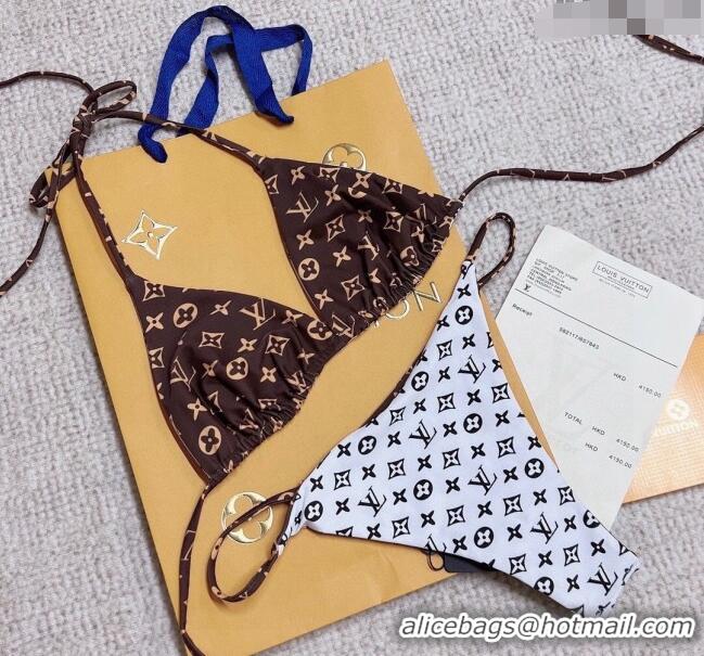 Top Grade Louis Vuitton Two-Pieces Swimwear 030601 White/Brown 2024