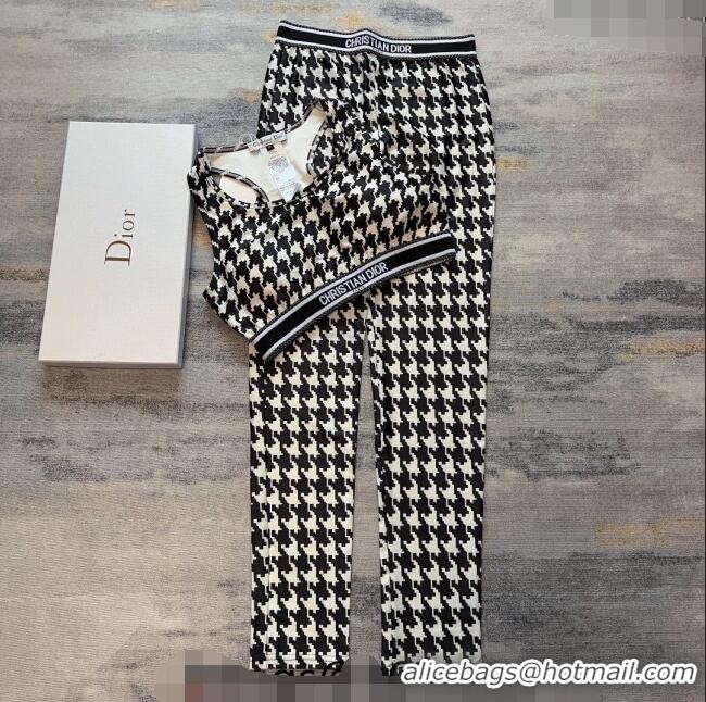 ​Grade Discount Dior Houndstooth Yoga Activewear 0306 Black/White 2024