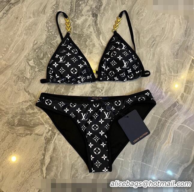 ​Top Quality Louis Vuitton Two Pieces Swimwear 030601 Black/White/Gold 2024