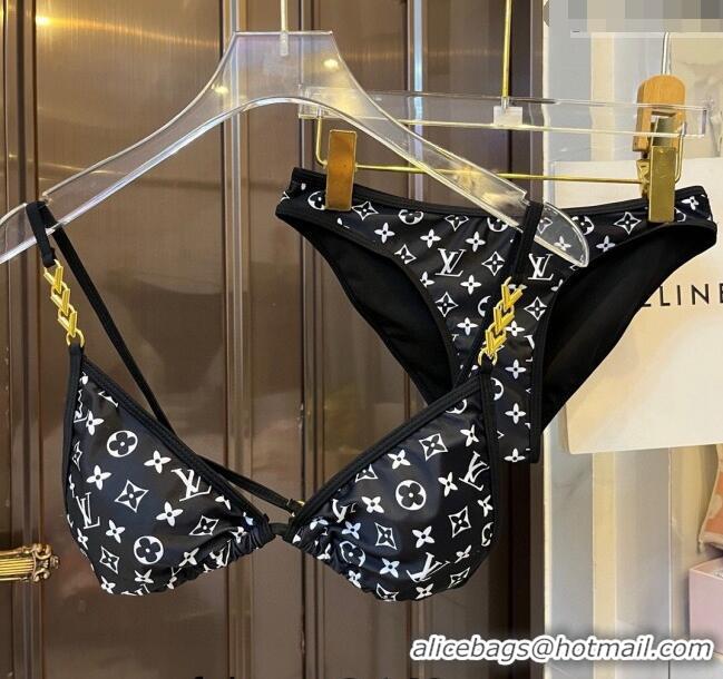 ​Top Quality Louis Vuitton Two Pieces Swimwear 030601 Black/White/Gold 2024