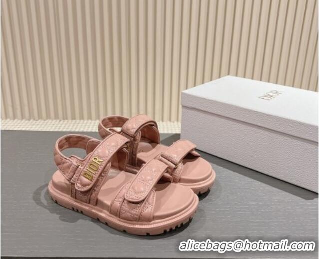 Good Quality Dior Dioract Flat Strap Sandal in Cannage Calfskin Pink 326005