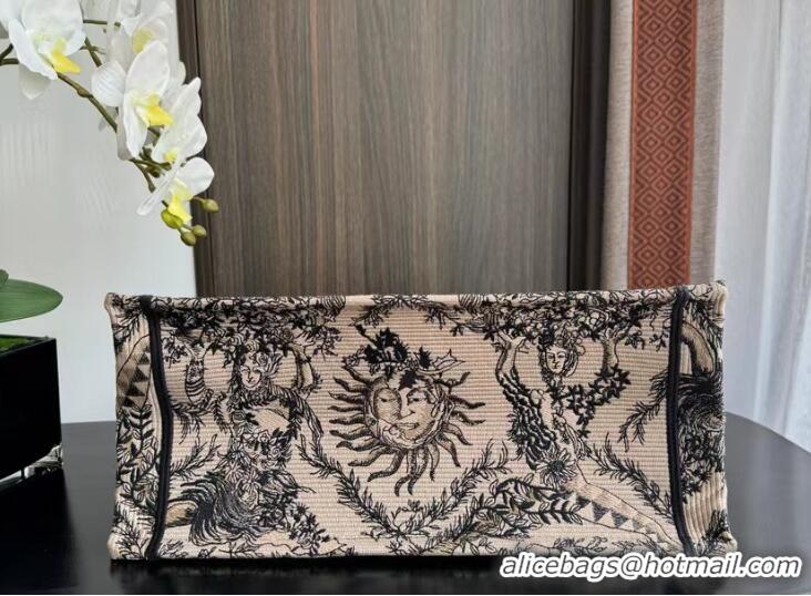 Top Grade Medium Dior Book Tote Beige and Black Toile de Jouy Soleil Embroidery M1286ZEC