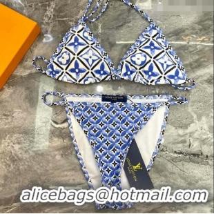 ​Top Design Louis Vuitton One Piece Swimwear 030603 Blue/White 2024