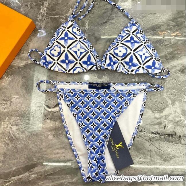 ​Top Design Louis Vuitton One Piece Swimwear 030603 Blue/White 2024