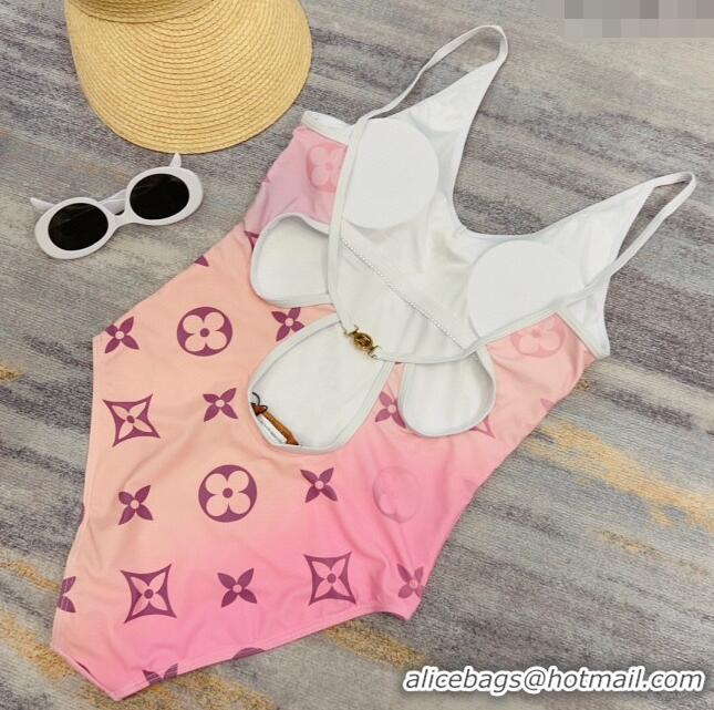 Luxurious Louis Vuitton One Piece Swimwear 030602 Gradient Pink 2024