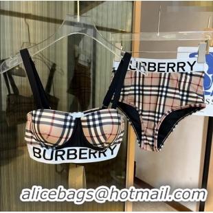 Good Taste Burberry Two Pieces Check Swimwear 030601 Beige 2024