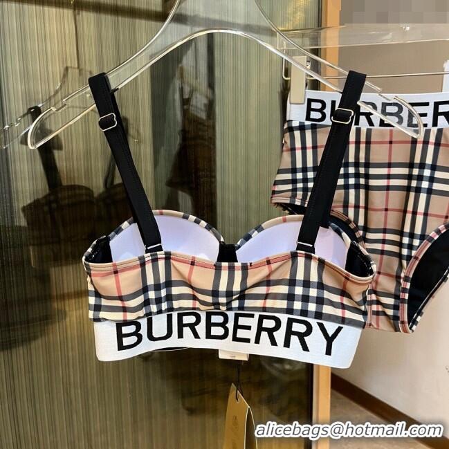 Good Taste Burberry Two Pieces Check Swimwear 030601 Beige 2024