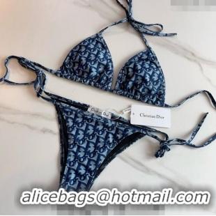 New Cheap Dior Oblique Swimwear 0306 Light Blue/Blue 2024