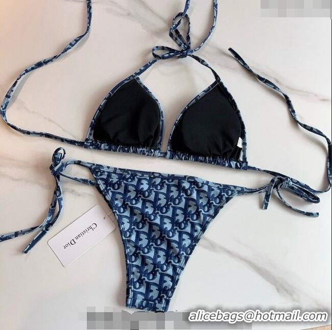 New Cheap Dior Oblique Swimwear 0306 Light Blue/Blue 2024