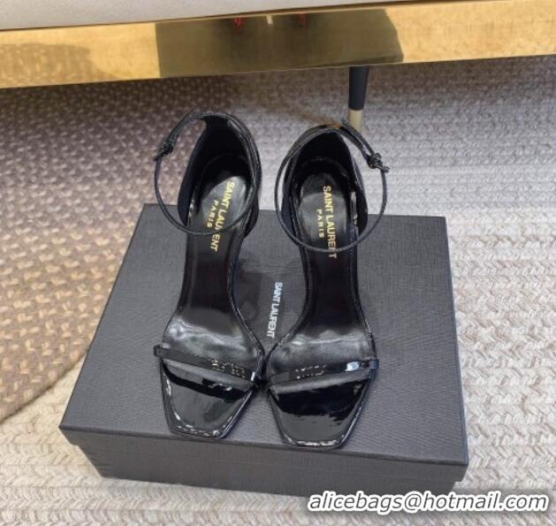 Good Quality Saint Laurent Opyum Patent Calfskin Sandals 10.5cm with YSL Heel Black/Red 0328040