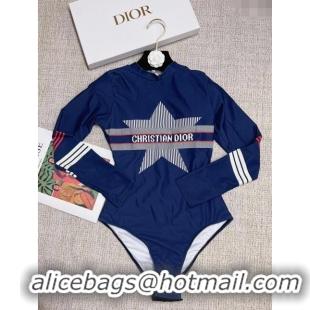 Trendy Design Dior Star Long Sleeve Swimwear 030603 Blue 2024