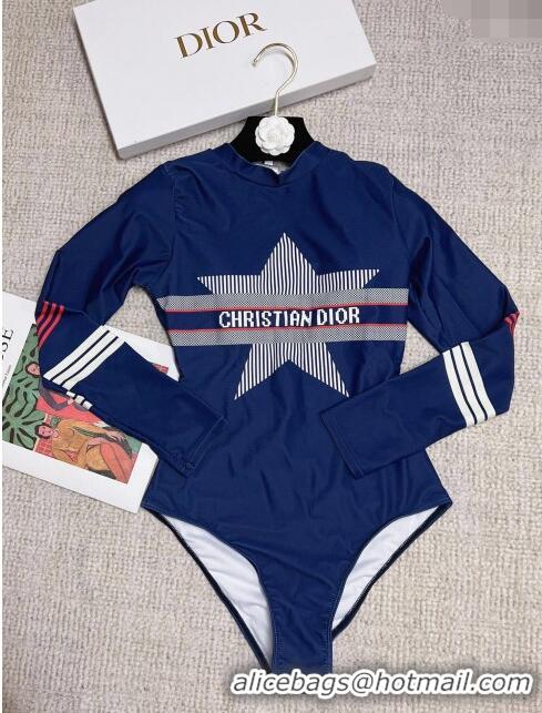 Trendy Design Dior Star Long Sleeve Swimwear 030603 Blue 2024