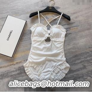 Fashion Discount Chanel Ruffled Swimwear 0306 White 2024