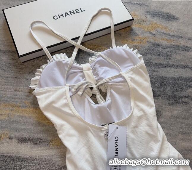 Fashion Discount Chanel Ruffled Swimwear 0306 White 2024