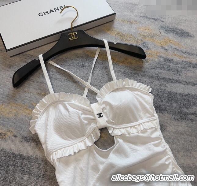 Fashion Discount Chanel Ruffled Swimwear 0306 White 2024