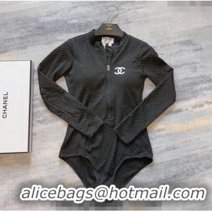 Buy Cheap Chanel Long Sleeve Swimwear with Zip 0306 Black 2024