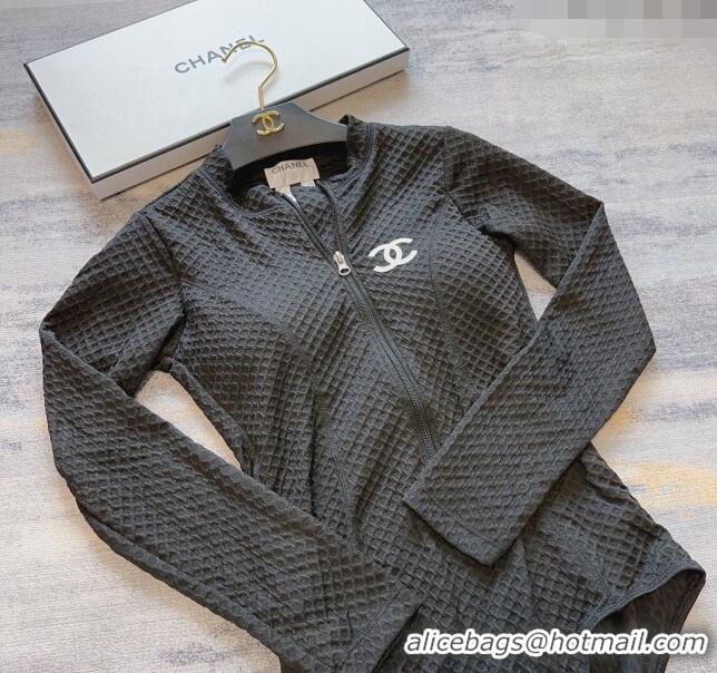 Buy Cheap Chanel Long Sleeve Swimwear with Zip 0306 Black 2024