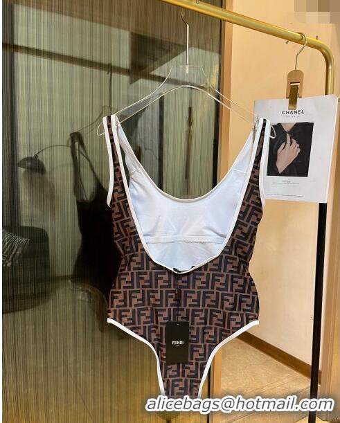 Fashion Discount Fendi FF Swimwear 0306 Brown/White 2024