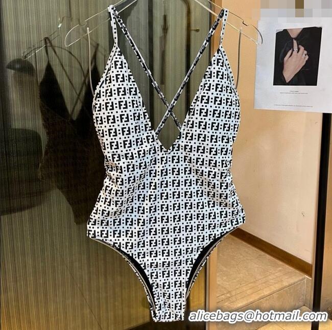 Buy Ladies Fendi FF Swimwear 0307 White/Black 2024